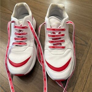 Valentino White and Red Sneakers